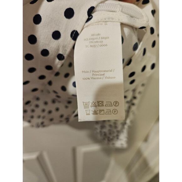 Boden Elsie Spotted Blouse White Navy Polka Dot Long Sleeve Viscose Womens 6 Reg - Picture 4 of 6